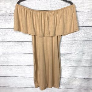 Forever 21 Tan Strapless Off the Shoulder Dress